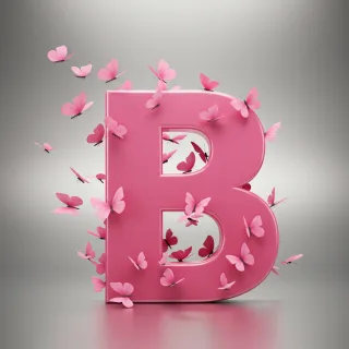 Pink butterflies — litera B (wariant 2)