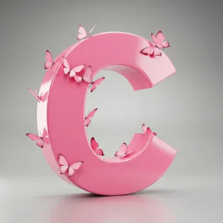 Pink butterflies — litera C (wariant 2)