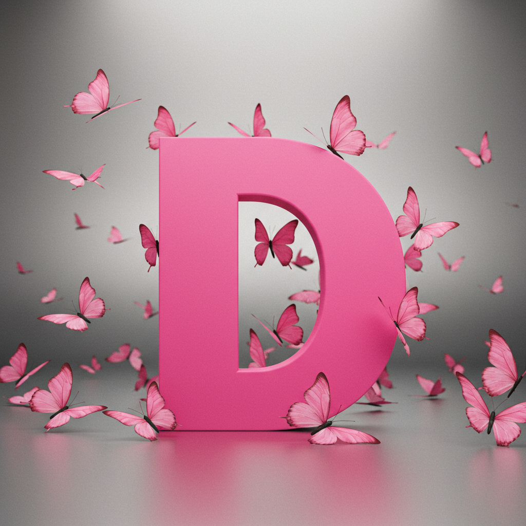 Pink butterflies — litera D (wariant 2)