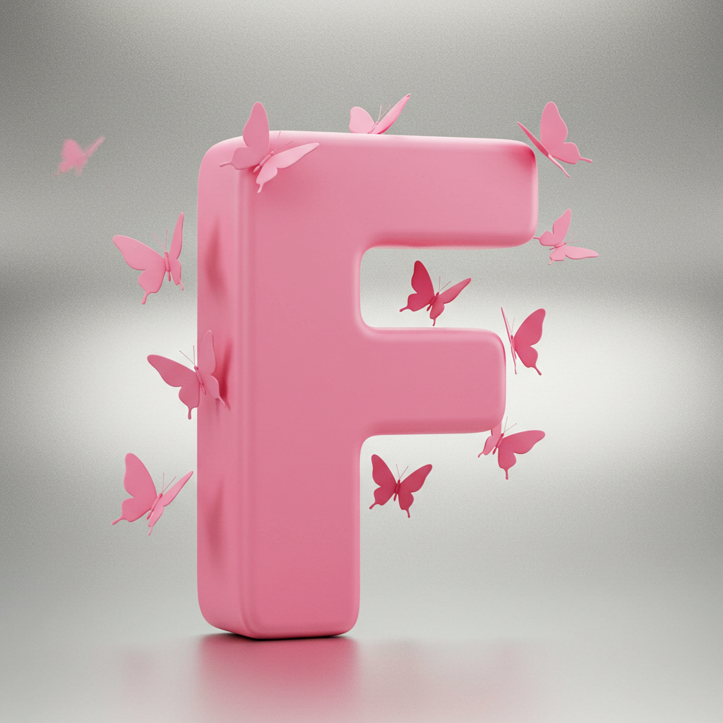 Pink butterflies — litera F (wariant 2)