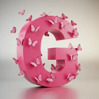 Pink butterflies — litera G (wariant 2)