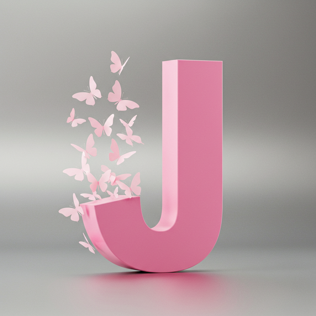 Pink butterflies — litera J (wariant 2)