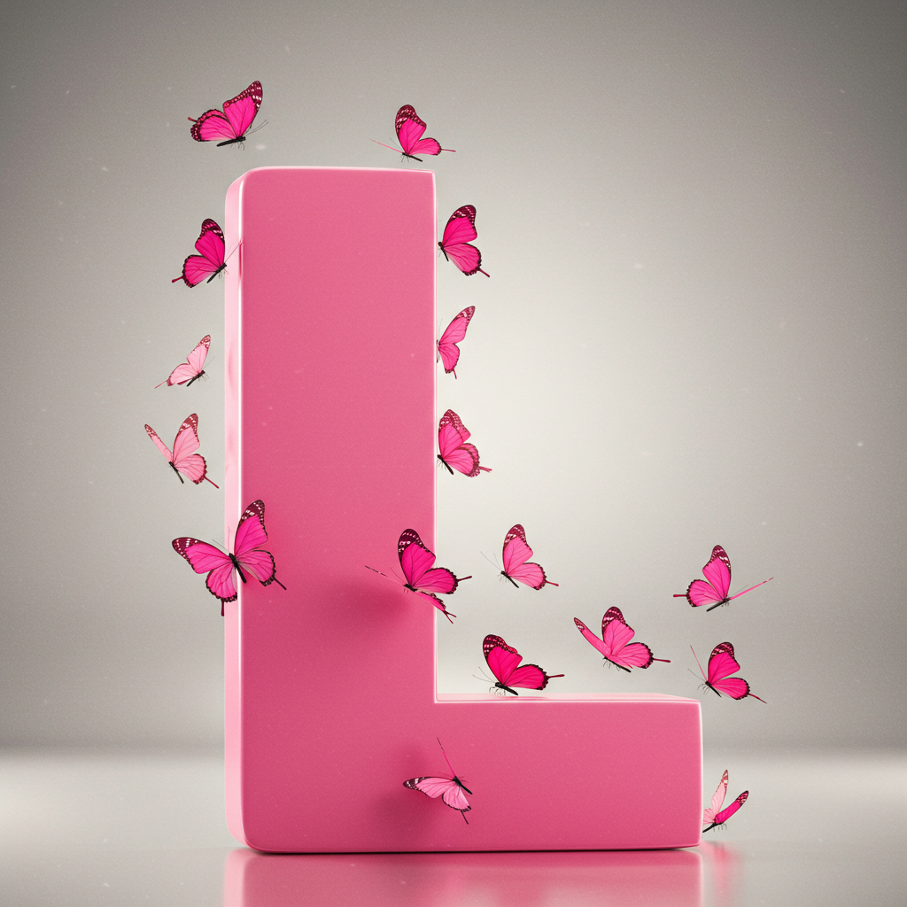 Pink butterflies — litera L (wariant 2)