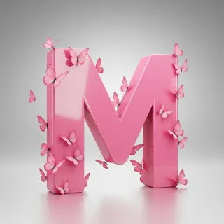 Pink butterflies — litera M