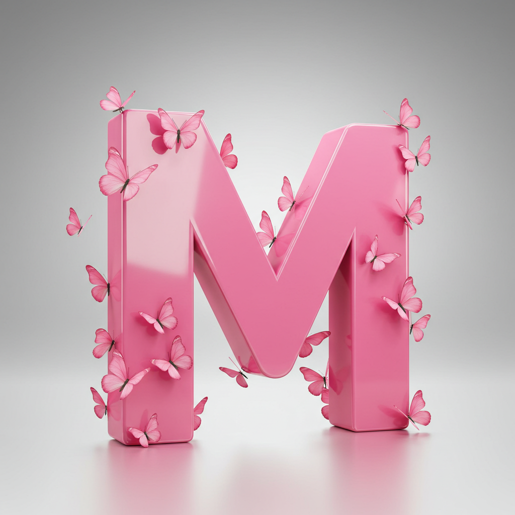 Pink butterflies — litera M