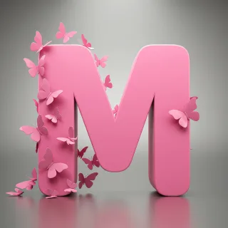 Pink butterflies — litera M (wariant 2)