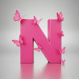 Pink butterflies — litera N (wariant 2)