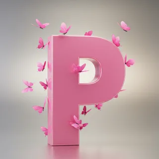 Pink butterflies — litera P (wariant 2)