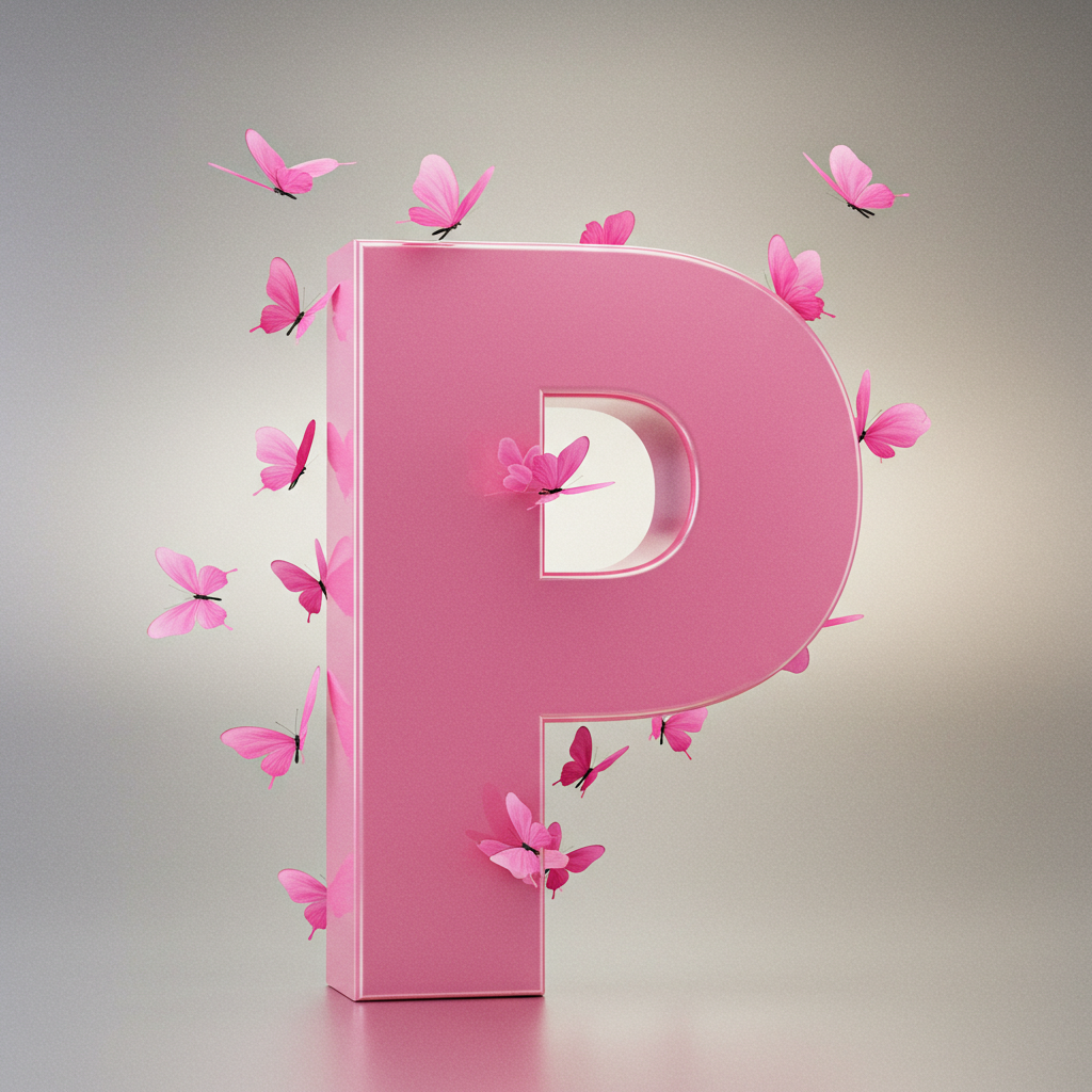 Pink butterflies — litera P (wariant 2)