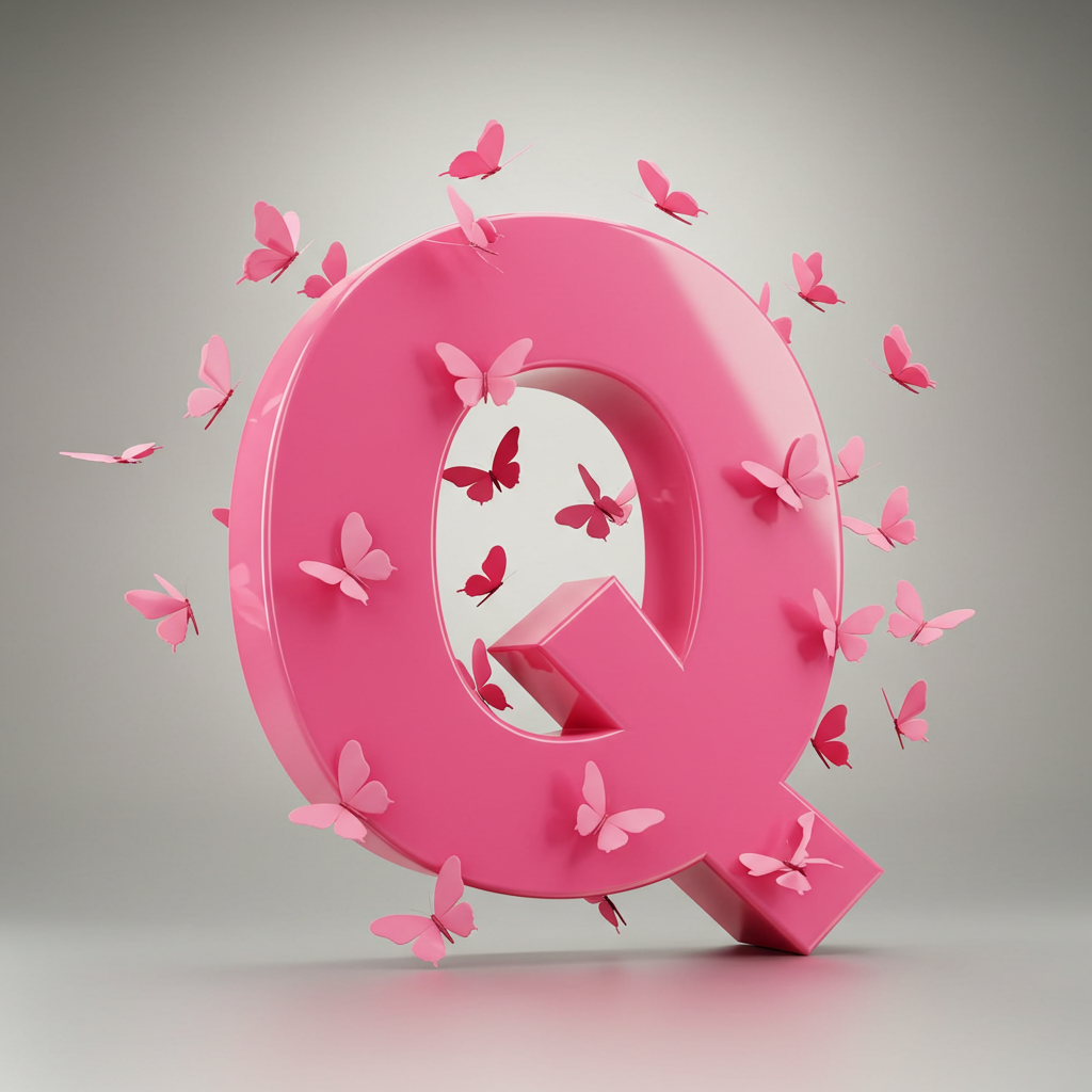Pink butterflies — litera Q
