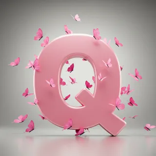 Pink butterflies — litera Q (wariant 2)
