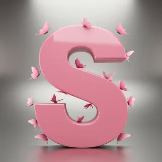 Pink butterflies — litera S (wariant 2)