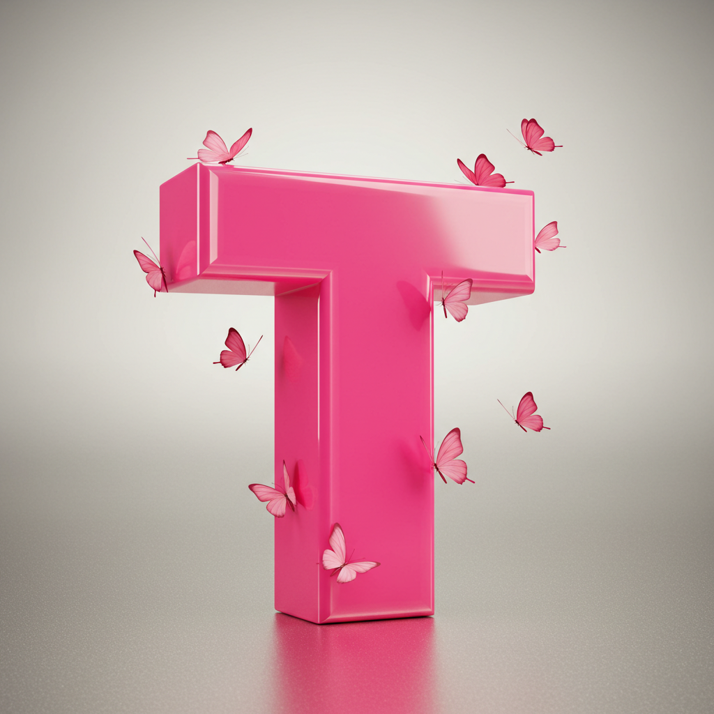 Pink butterflies — litera T