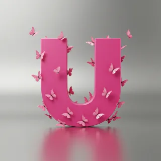 Pink butterflies — litera U (wariant 2)