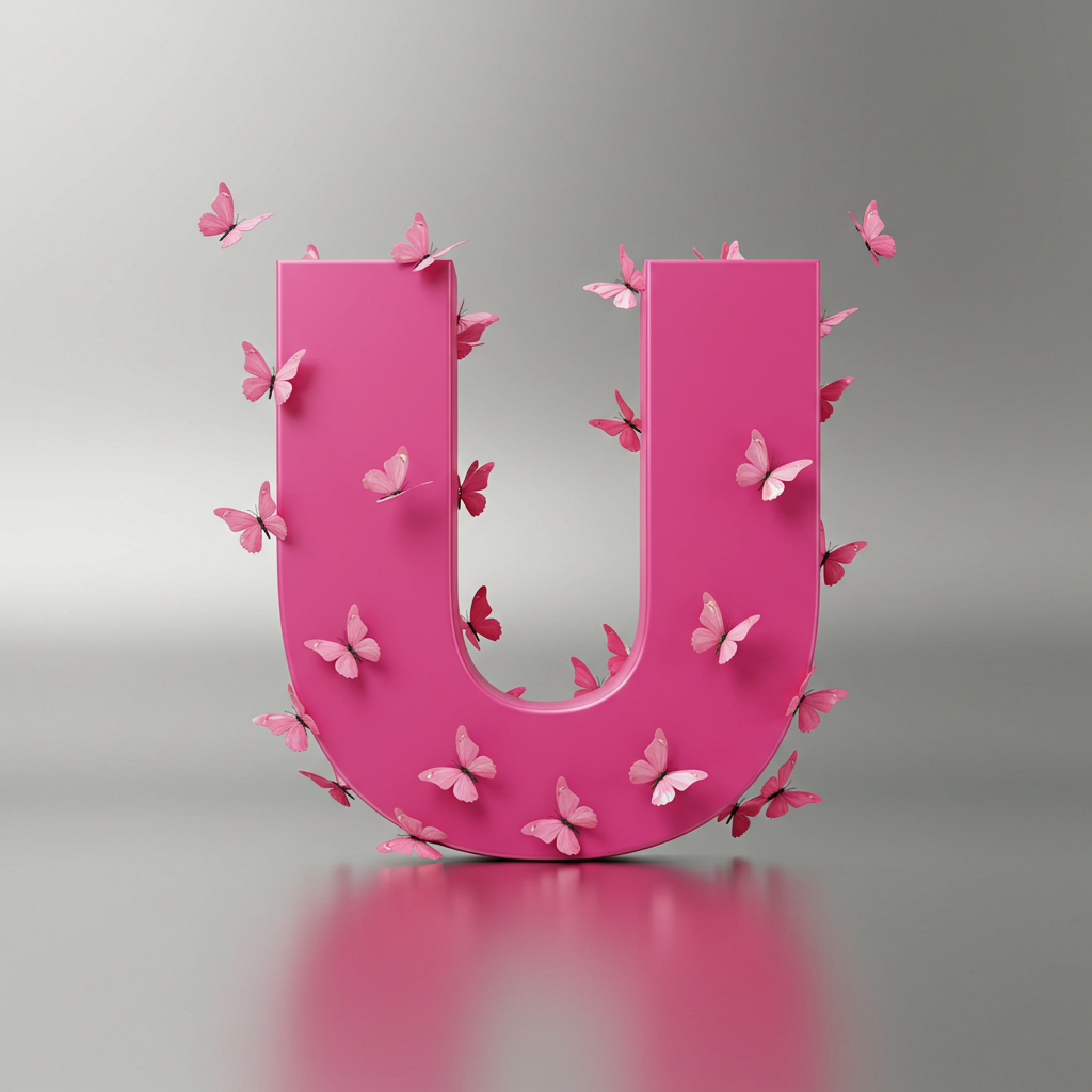 Pink butterflies — litera U (wariant 2)