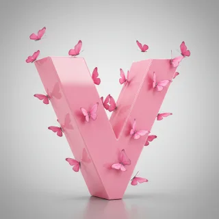 Pink butterflies — litera V