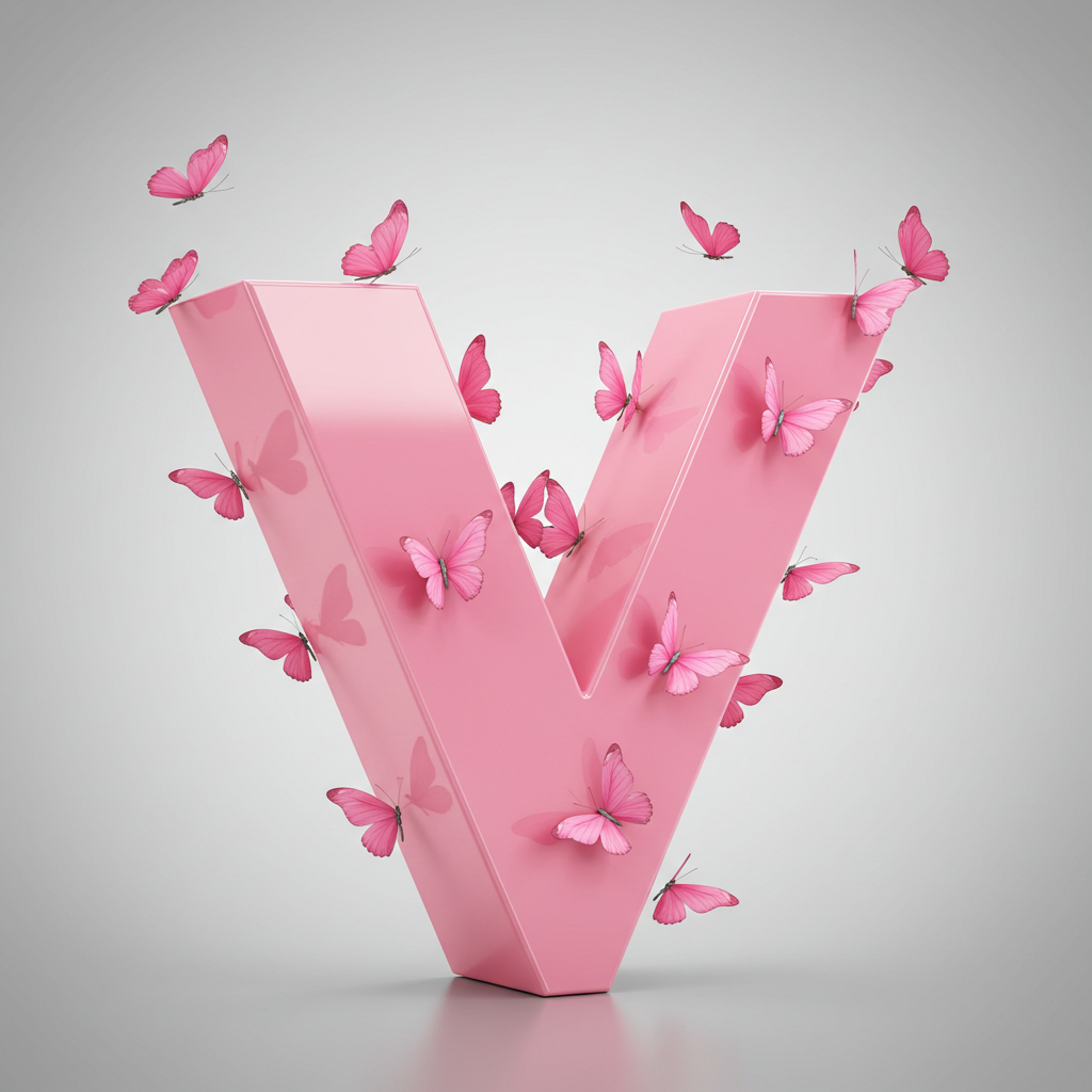 Pink butterflies — litera V