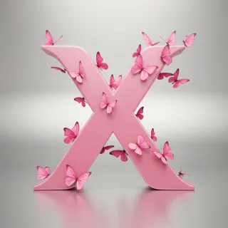 Pink butterflies — litera X (wariant 2)
