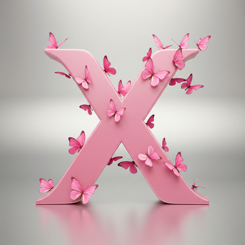Pink butterflies — litera X (wariant 2)