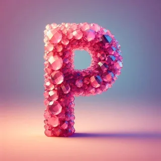 Pink crystals — litera P