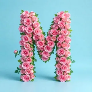 Pink roses — litera M