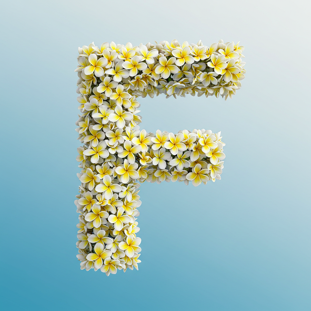 Plumeria — litera F (wariant 2)