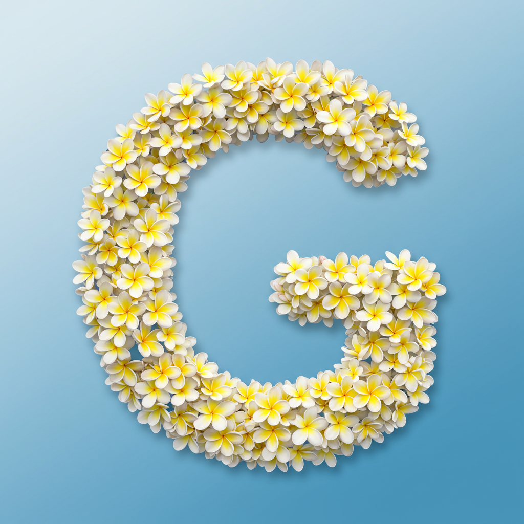 Plumeria — litera G (wariant 2)