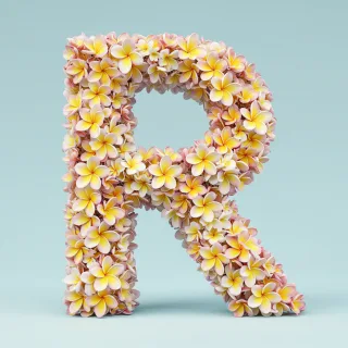 Plumeria — litera R (wariant 2)