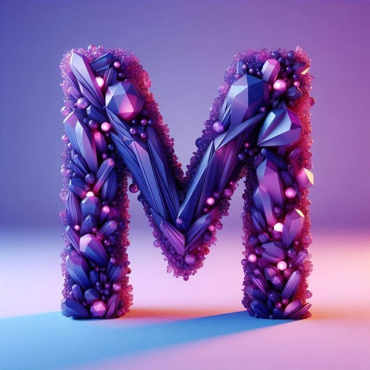 Purple crystal — litera M