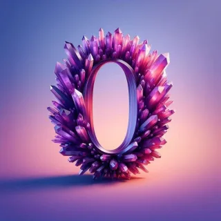 Purple crystal — litera O