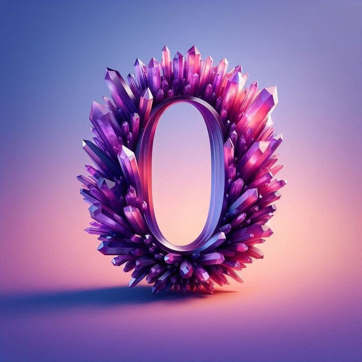 Purple crystal — litera O