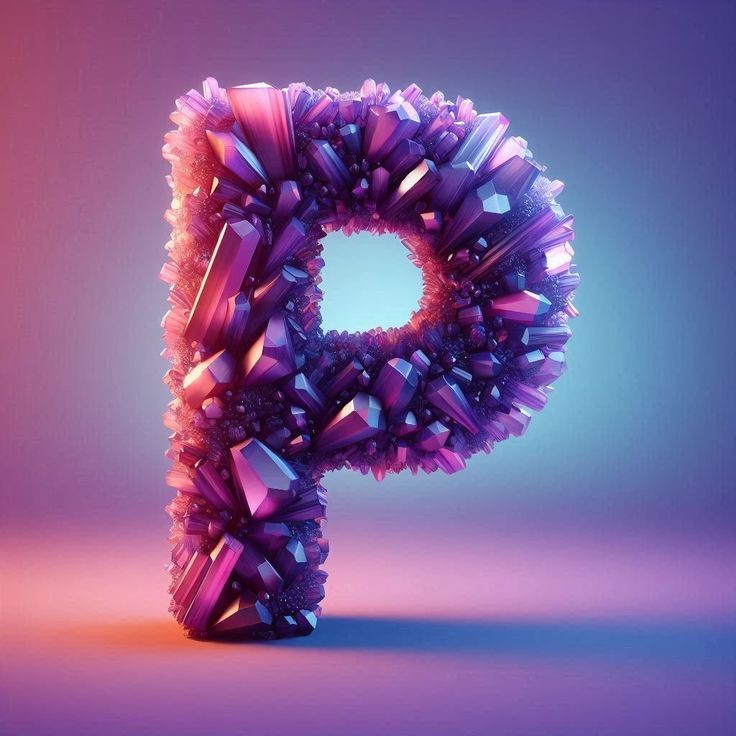 Purple crystal — litera P
