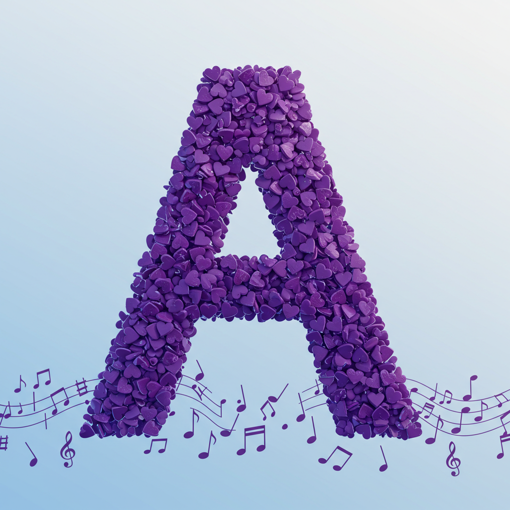 Purple hearts — litera A (wariant 2)