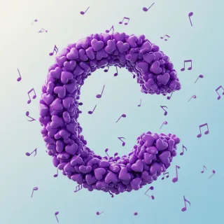 Purple hearts — litera C (wariant 2)