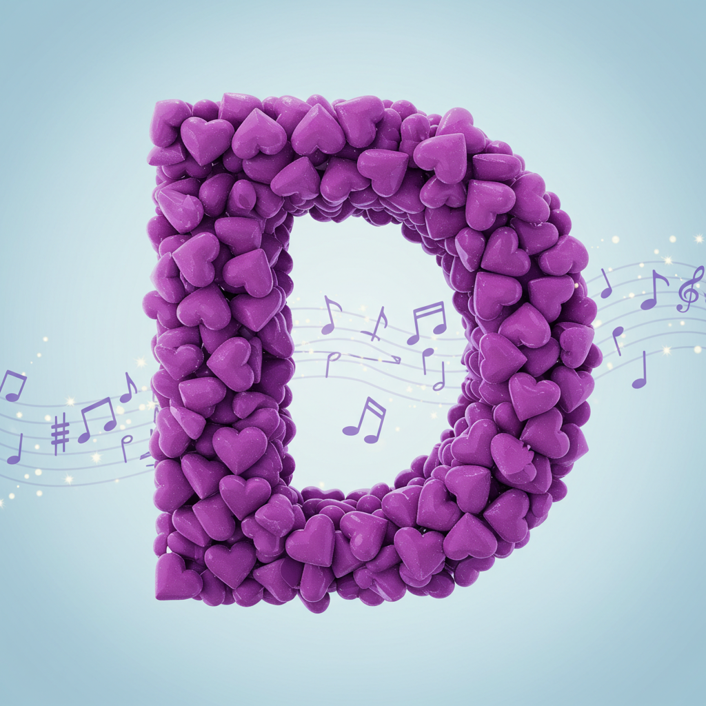 Purple hearts — litera D (wariant 2)
