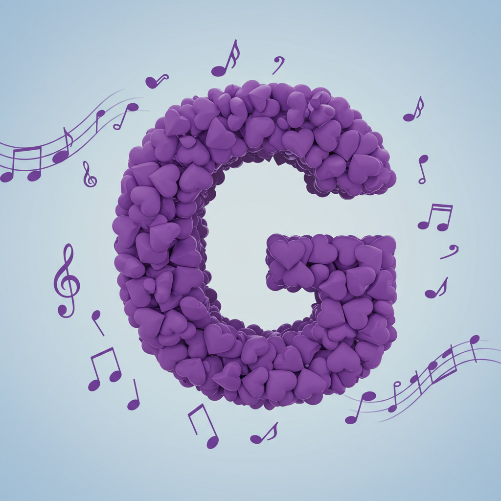 Purple hearts — litera G (wariant 2)