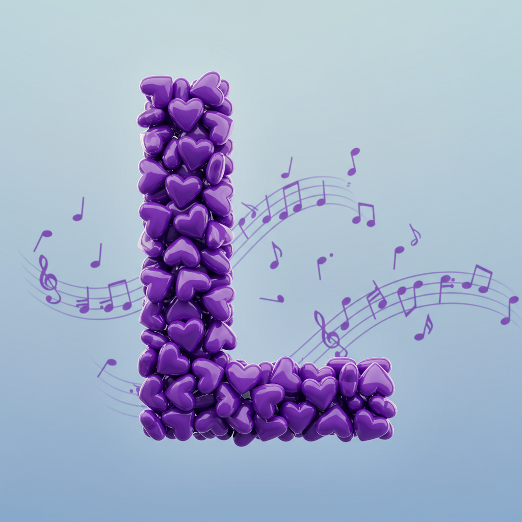 Purple hearts — litera L (wariant 2)