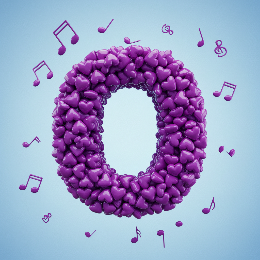 Purple hearts — litera O (wariant 2)