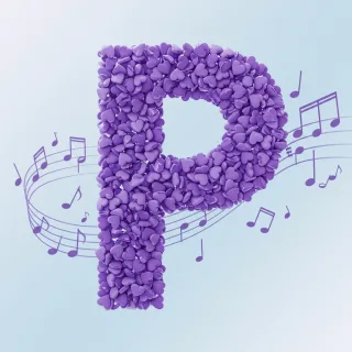 Purple hearts — litera P (wariant 2)