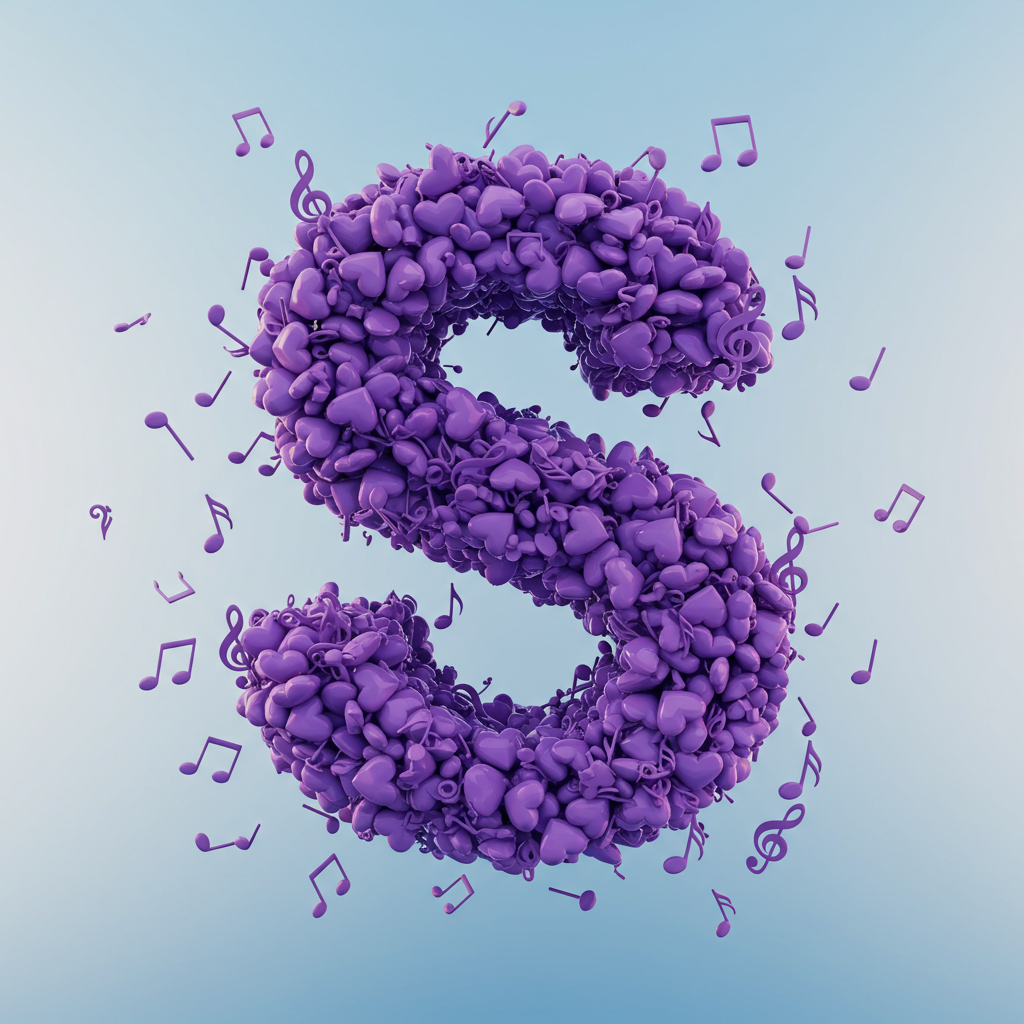 Purple hearts — litera S (wariant 2)
