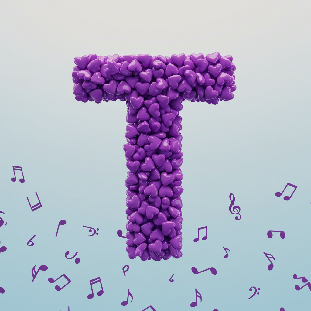 Purple hearts — litera T