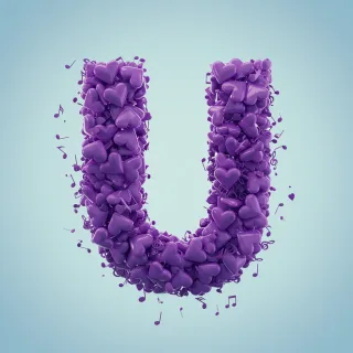 Purple hearts — litera U (wariant 2)