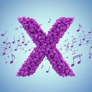 Purple hearts — litera X (wariant 2)