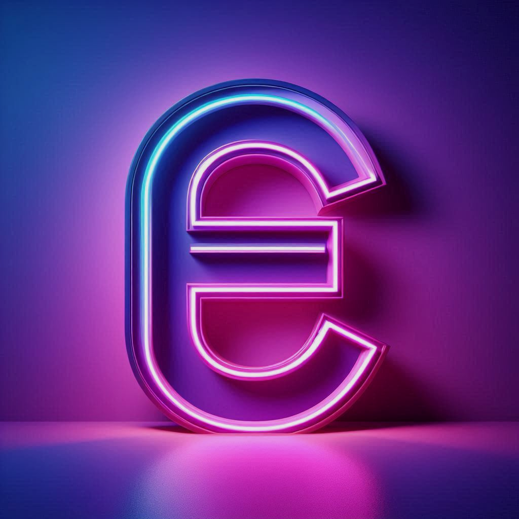 Purple neon — litera E