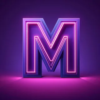 Purple neon — litera M