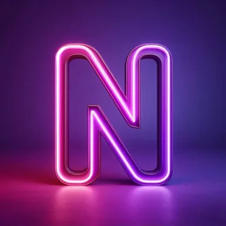 Purple neon — litera N
