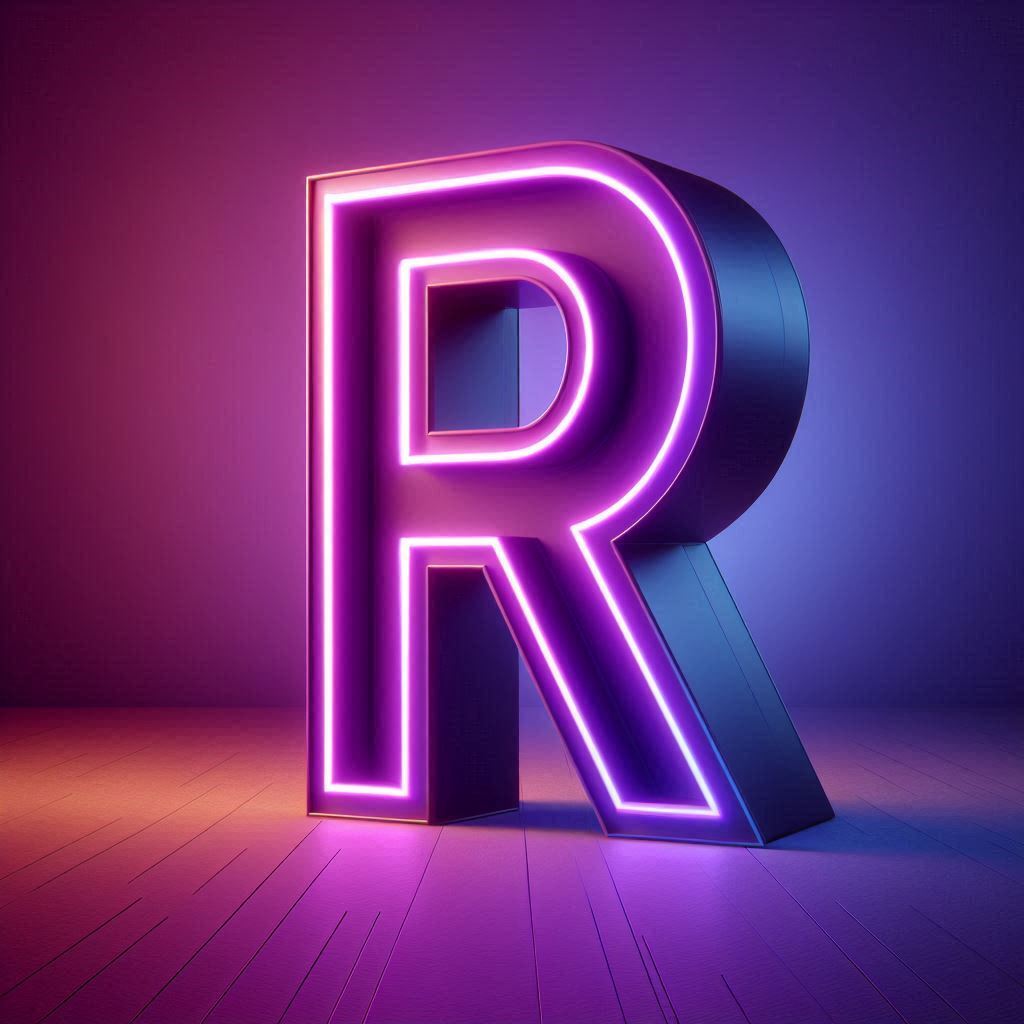 Purple neon — litera R