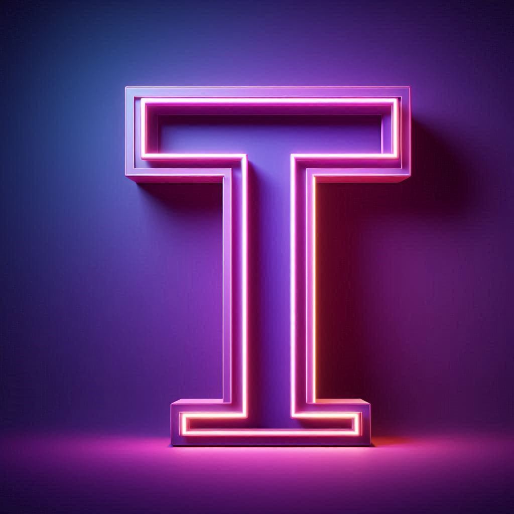 Purple neon — litera T