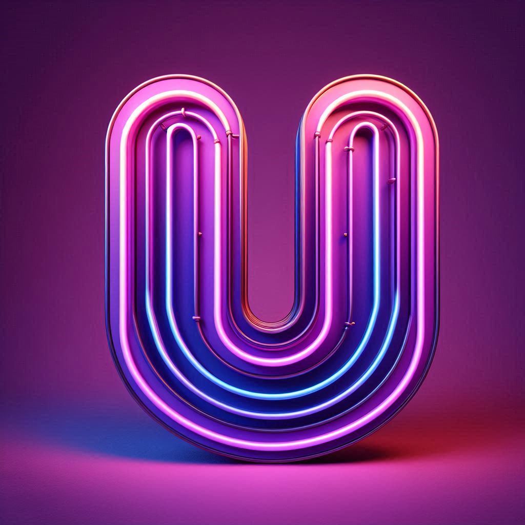 Purple neon — litera U