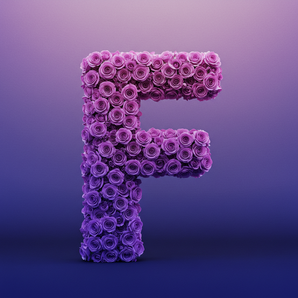 Purple rose — litera F (wariant 2)
